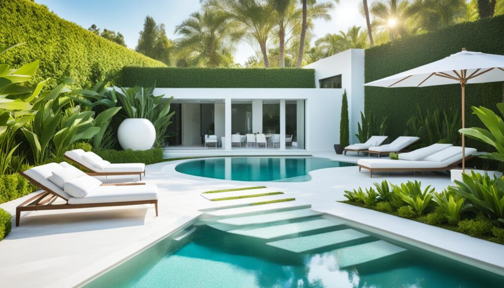 piscina branca de luxo